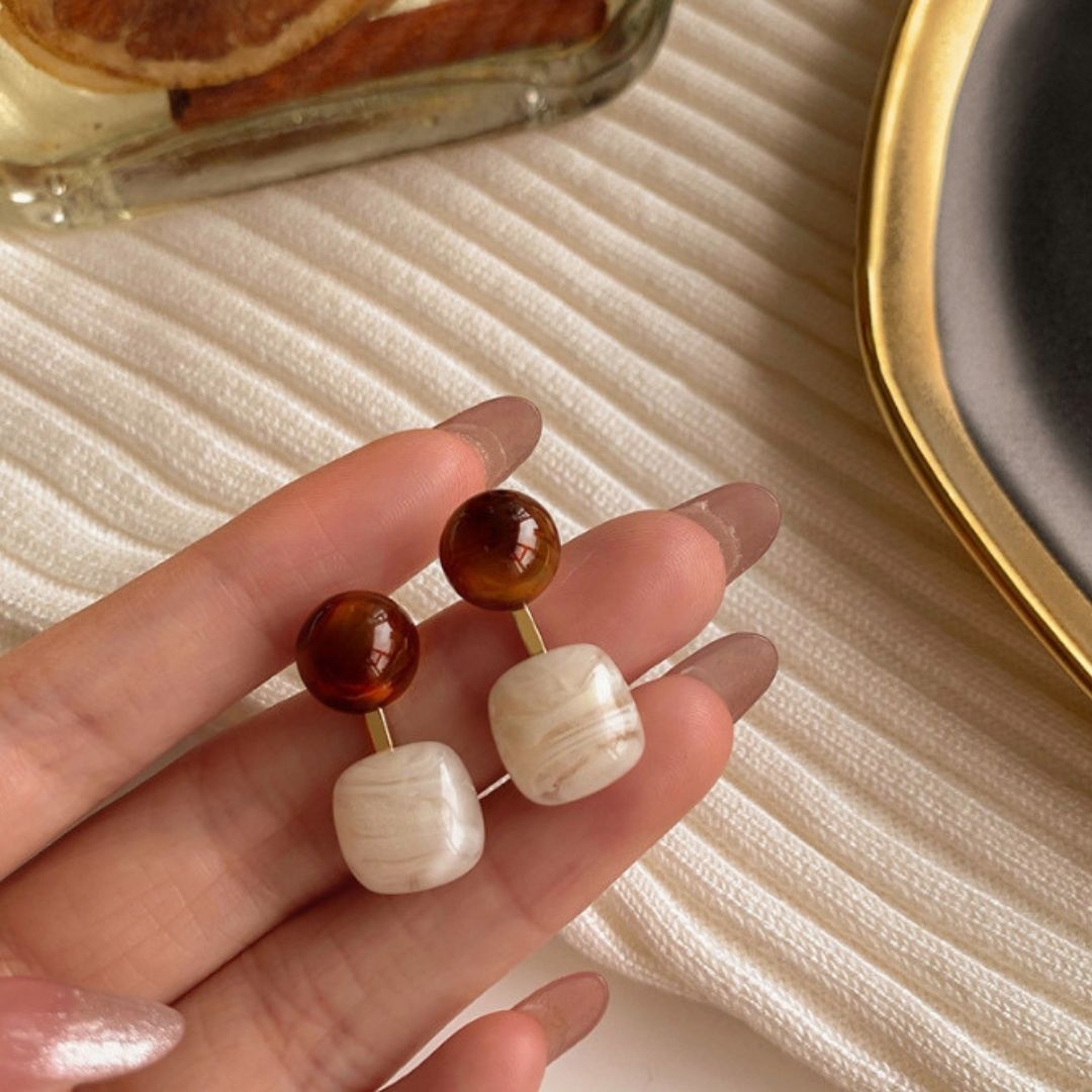 Amber Drop Studs Earrings