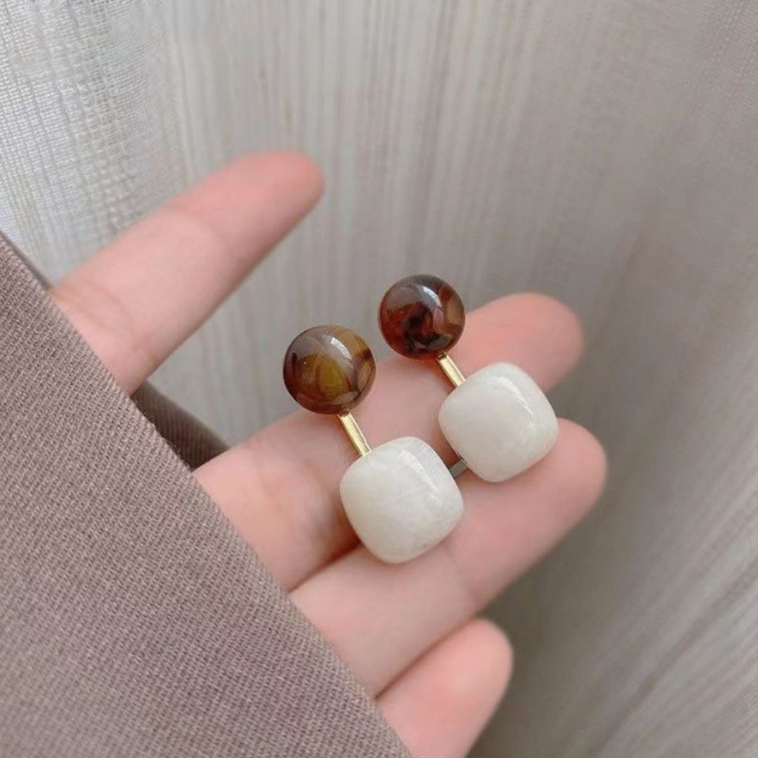 Amber Drop Studs Earrings