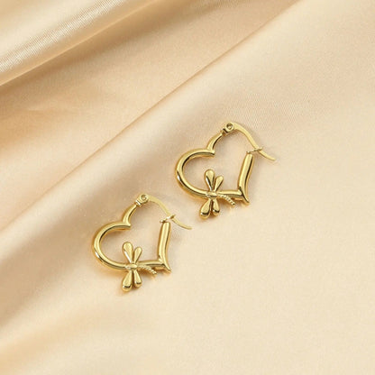 Golden Heart Hoops Earrings