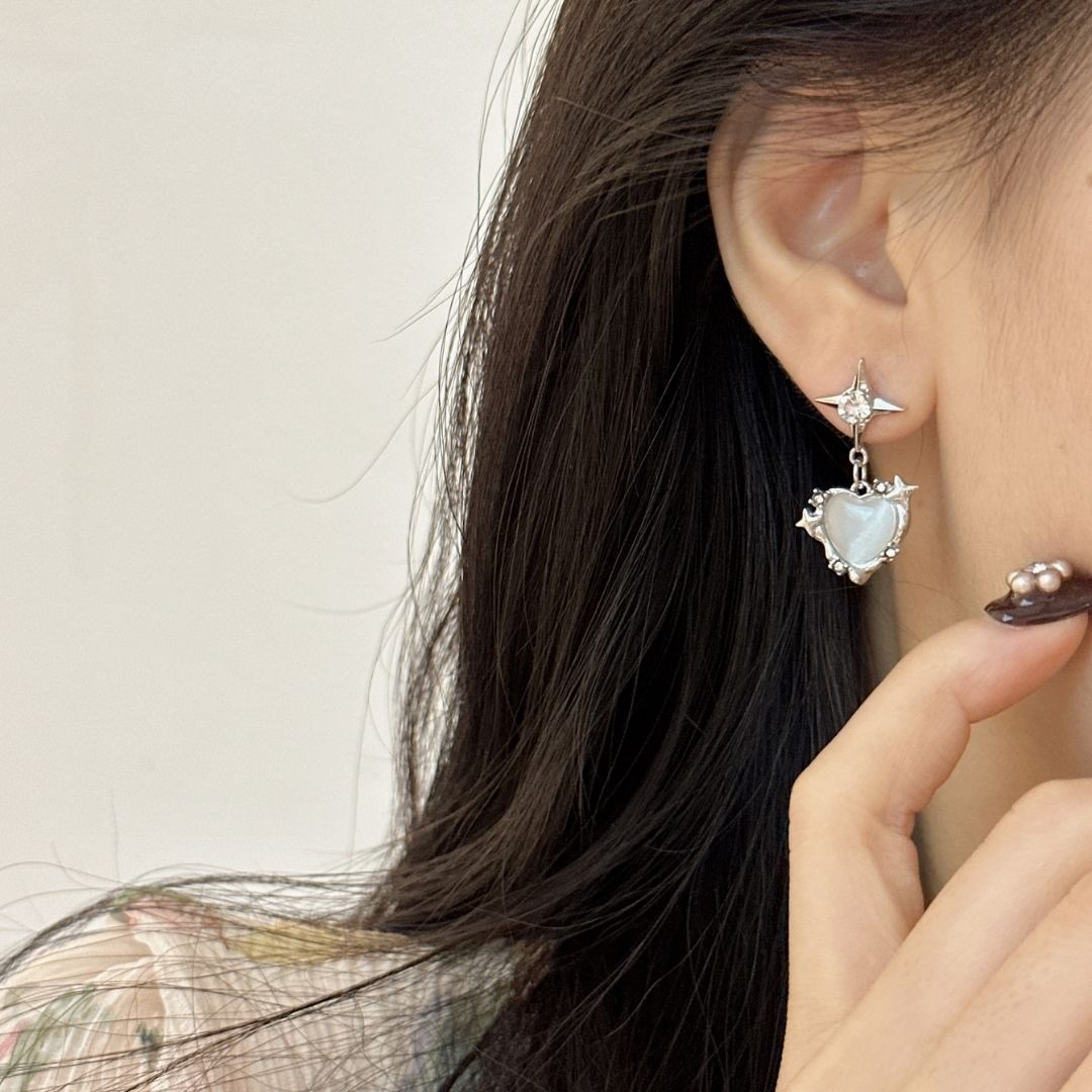 Star Gaze Drop Hearts Earrings