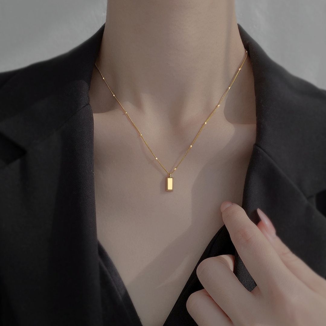 Golden Gilded Block Necklace
