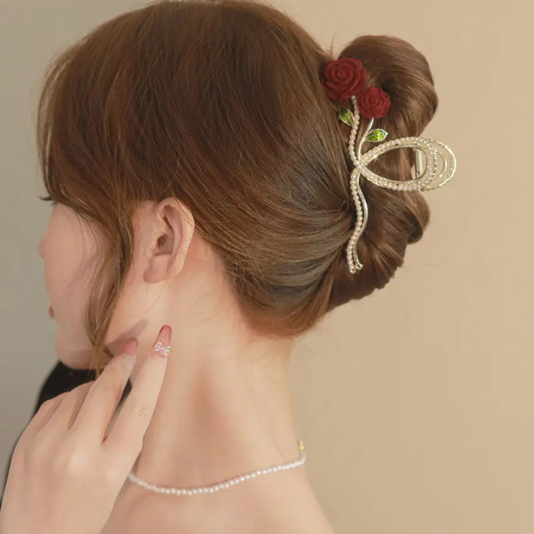Rose Pearl Bloom Hair Claw