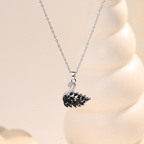 Obsidian Swan Necklace