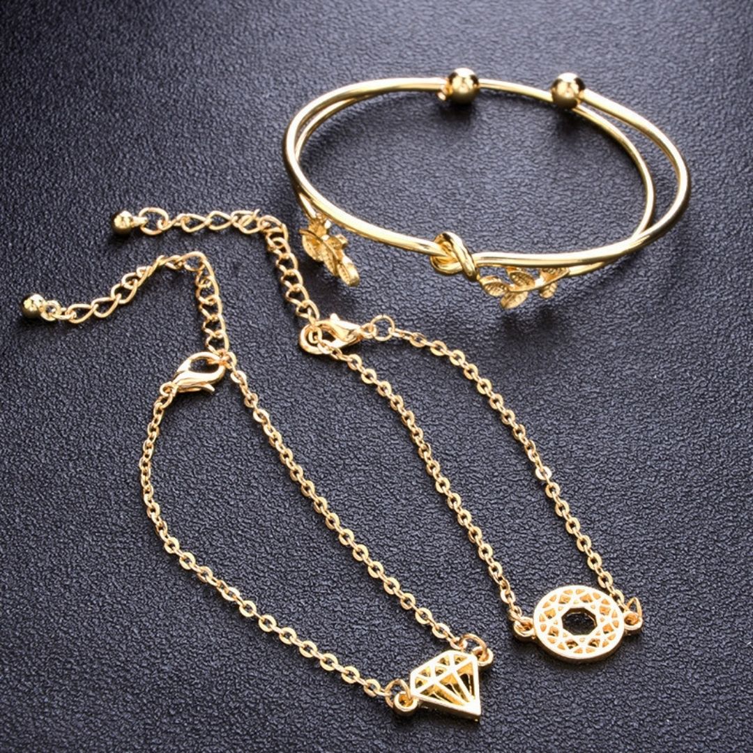 Solstice Tied Knot & Chain Stack Bracelet