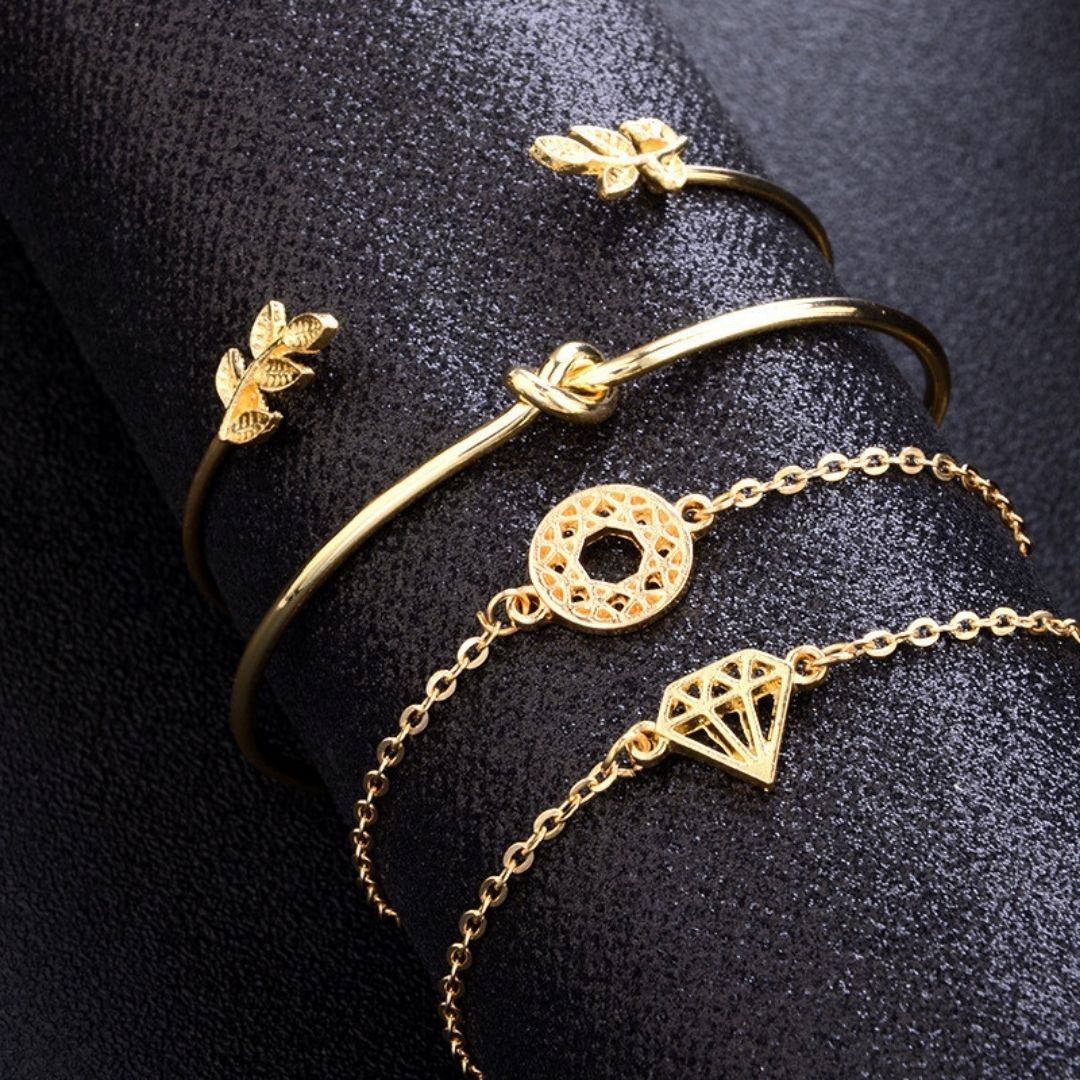 Solstice Tied Knot & Chain Stack Bracelet