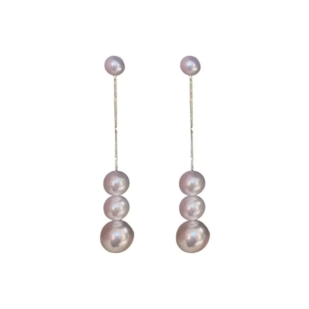 Perky Pearl long Chain Earrings