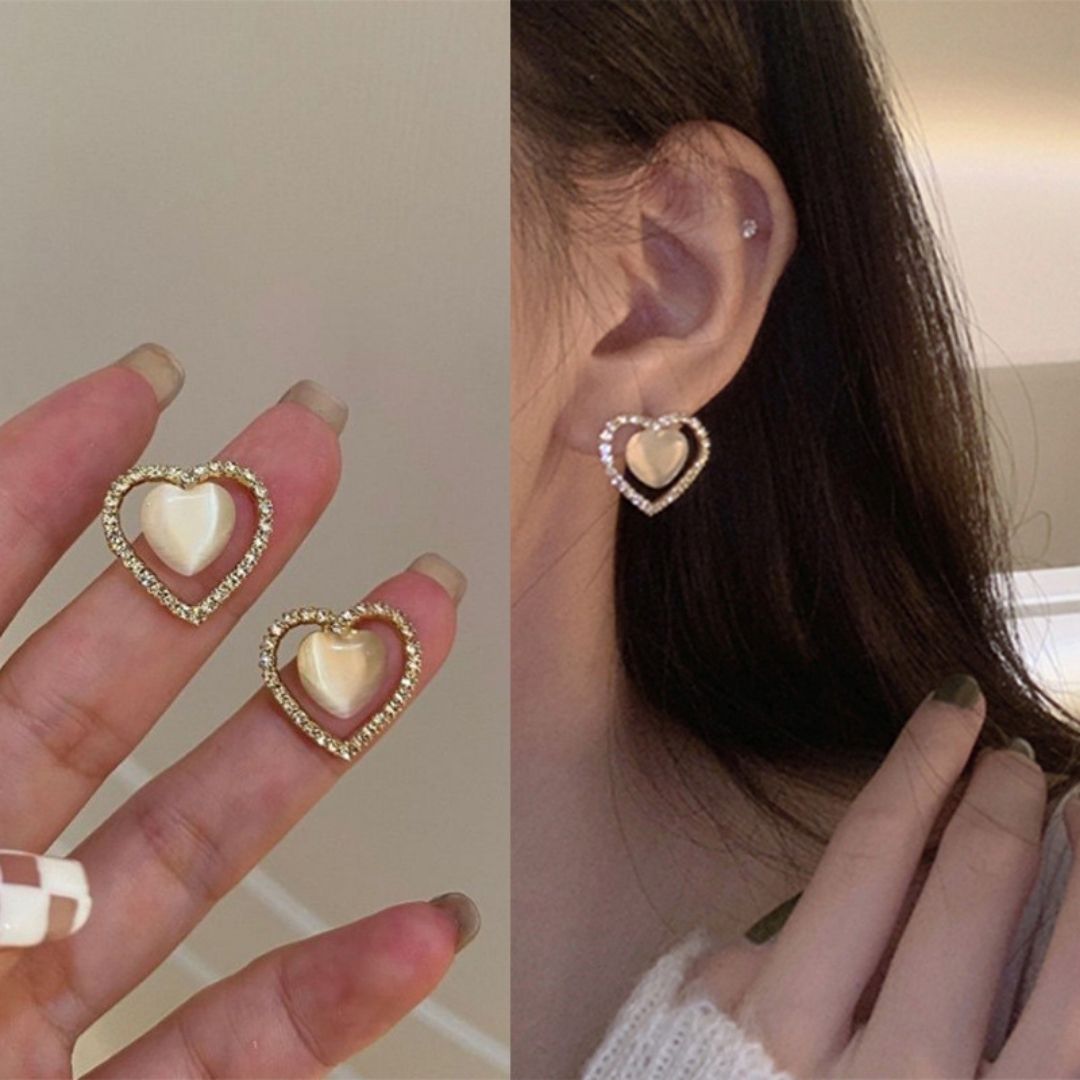 Gilded Pearl Love Drop Earrings