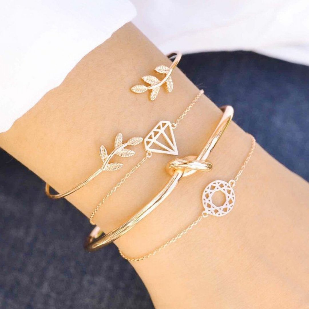 Solstice Tied Knot & Chain Stack Bracelet
