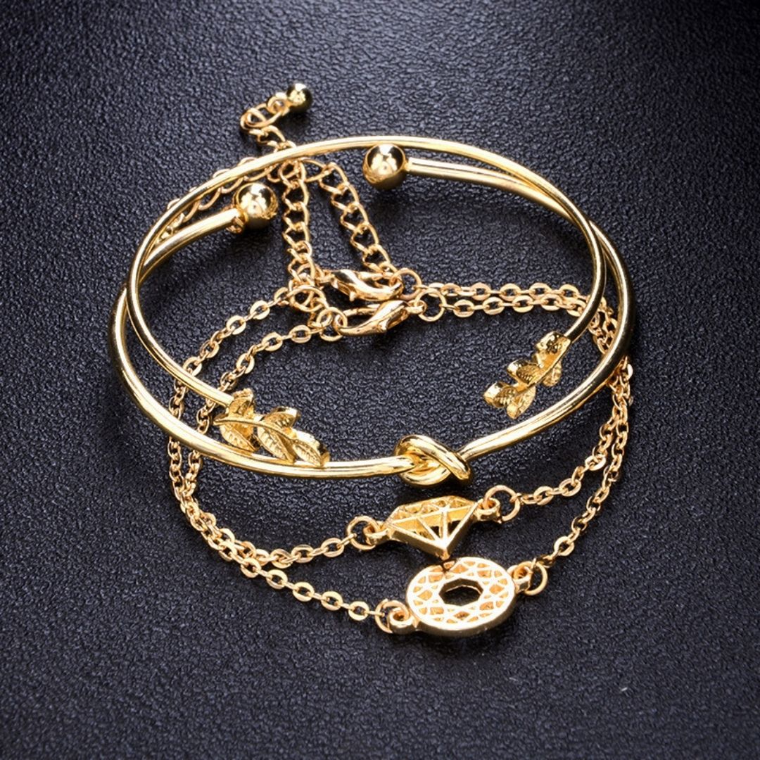 Solstice Tied Knot & Chain Stack Bracelet