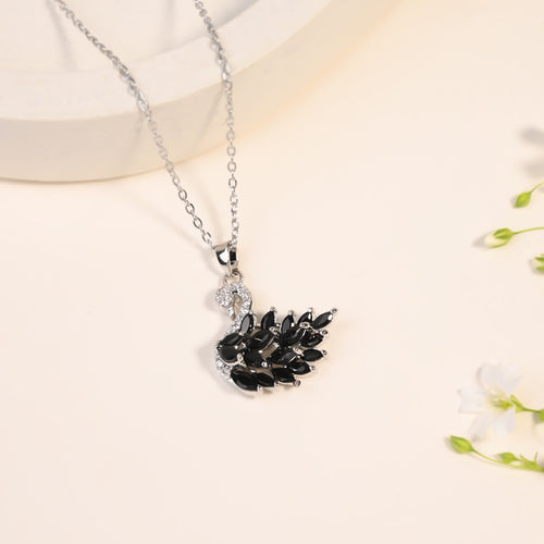 Obsidian Swan Necklace
