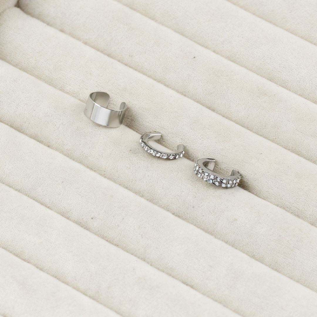 Silver Silk Cuffs Earrings