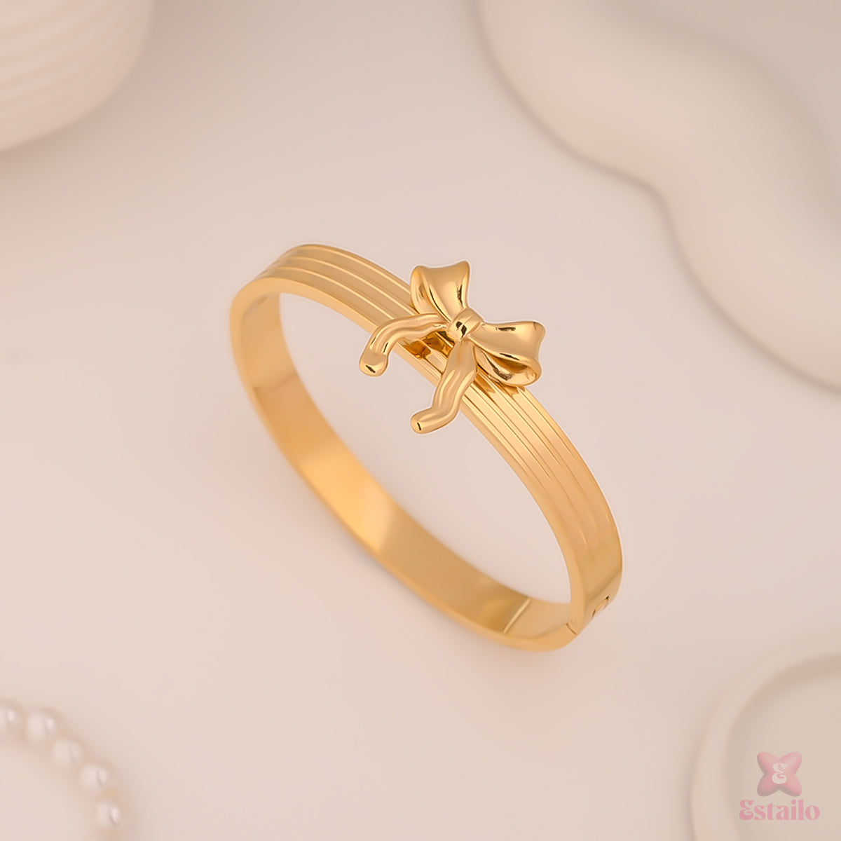 Golden Bow Luxe Statement Bracelet