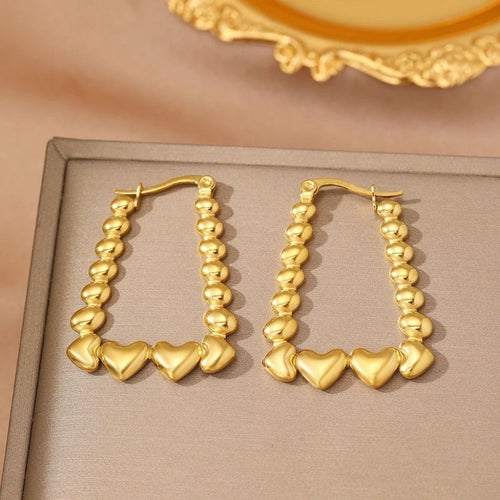Heart & Edge Gold Earrings