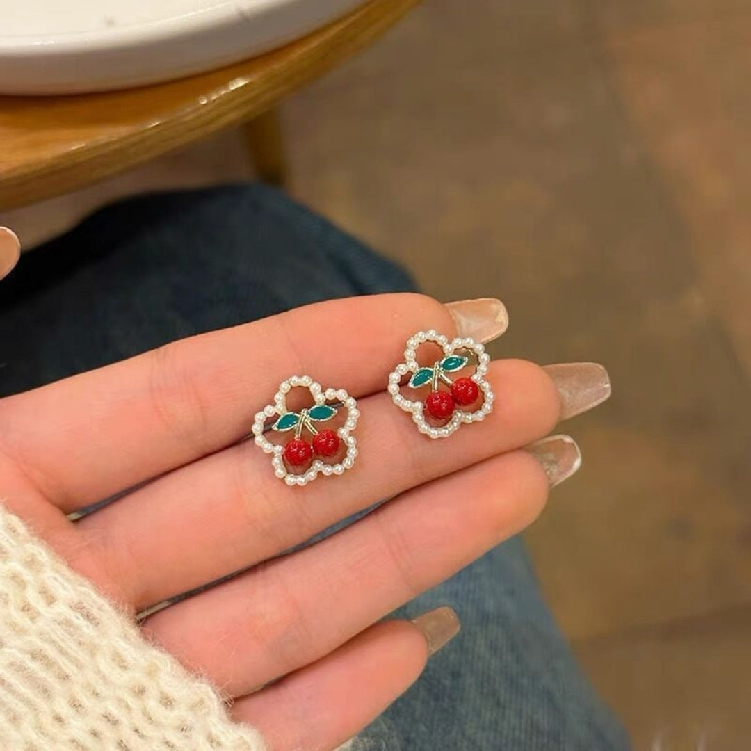 Cherry Blossom Pearl Studs Earrings