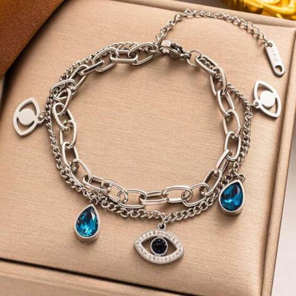 Evil Eye Gem Charms Bracelet