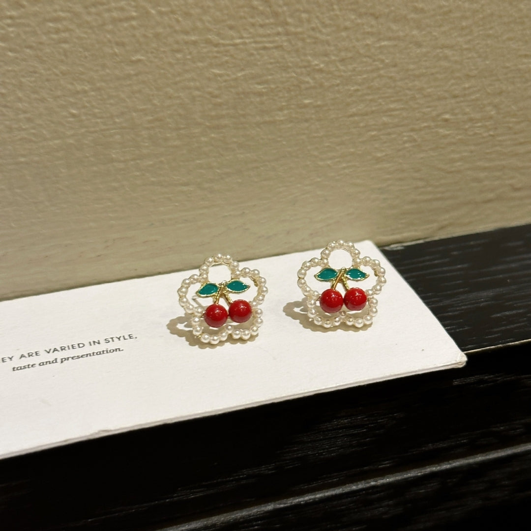 Cherry Blossom Pearl Studs Earrings