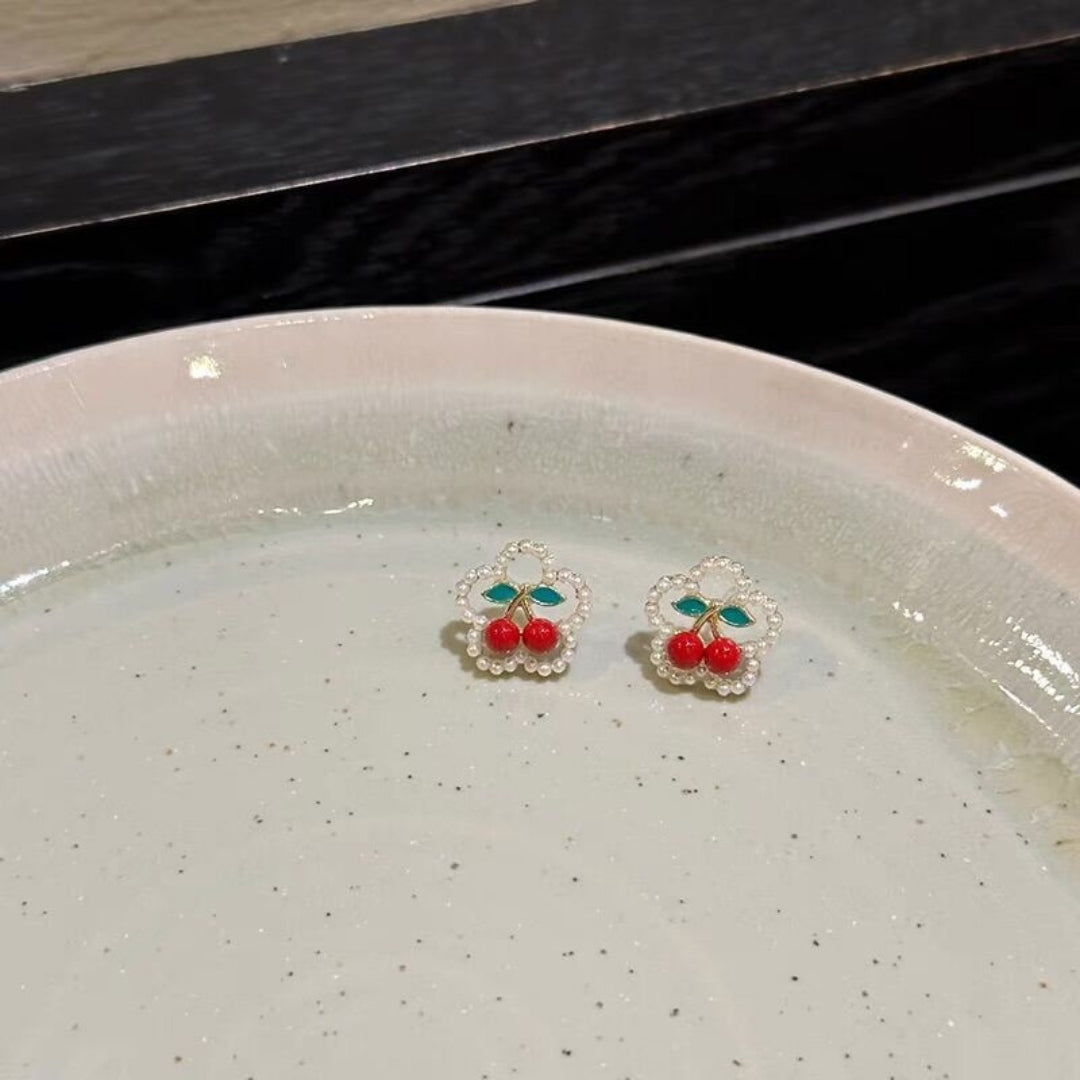 Cherry Blossom Pearl Studs Earrings
