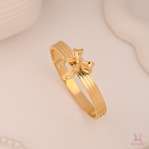 Golden Bow Luxe Statement Bracelet