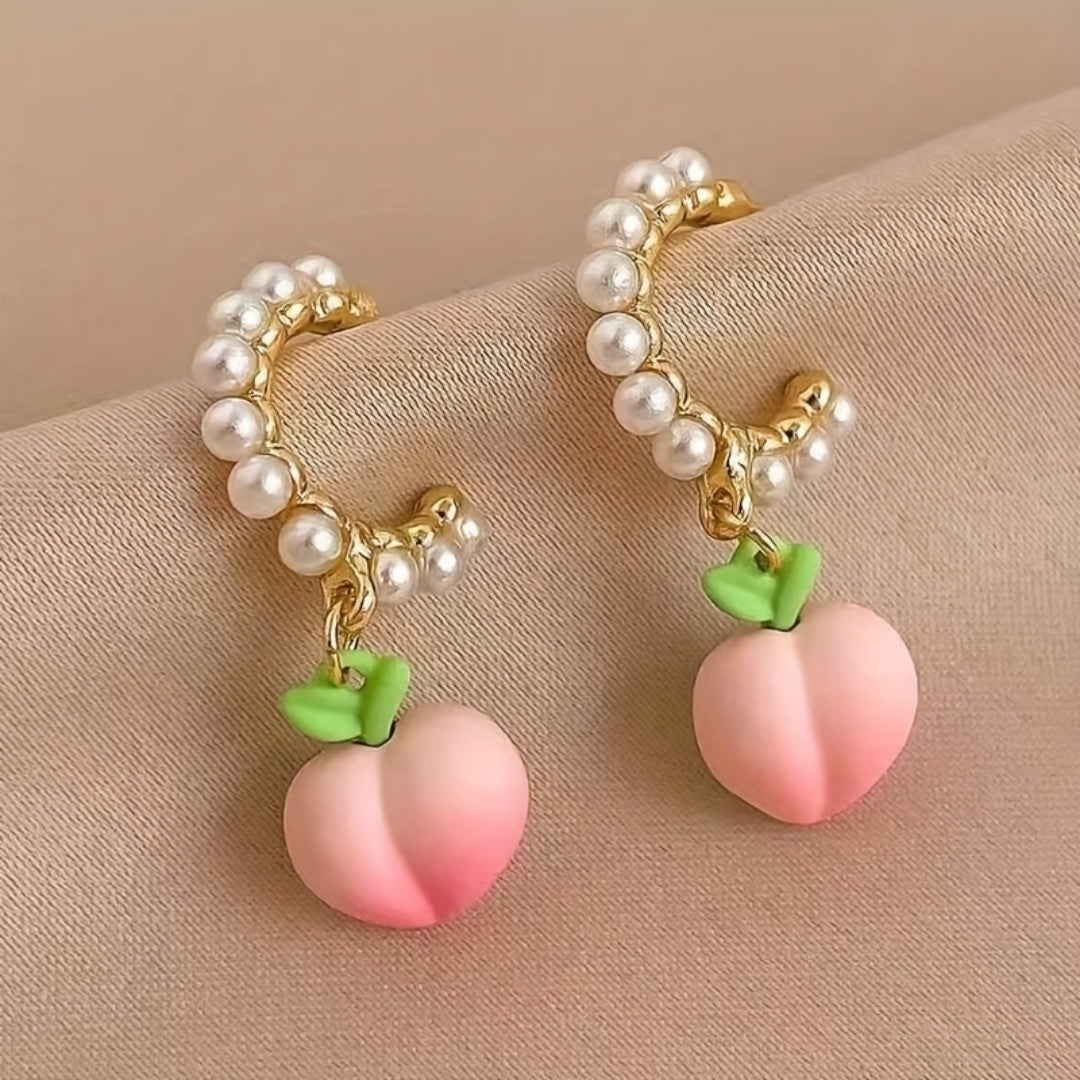 Lush Peach Pearls Earrings