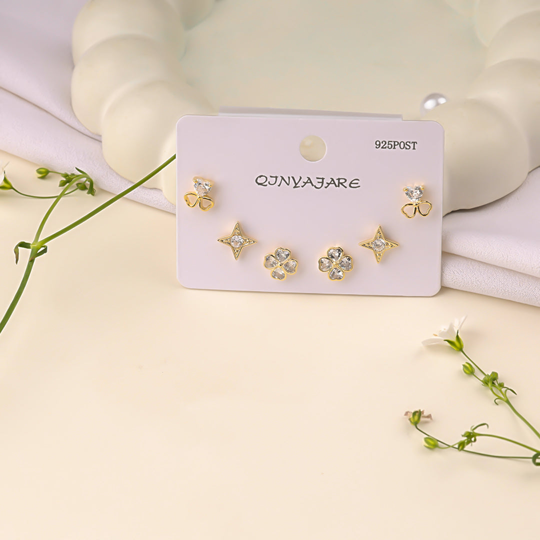 minimal stud combo earrings