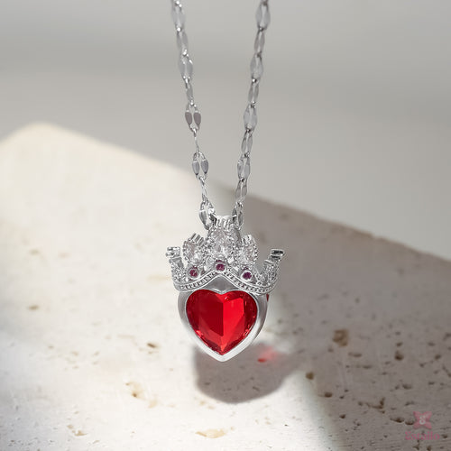 Red Heart Crown Necklace