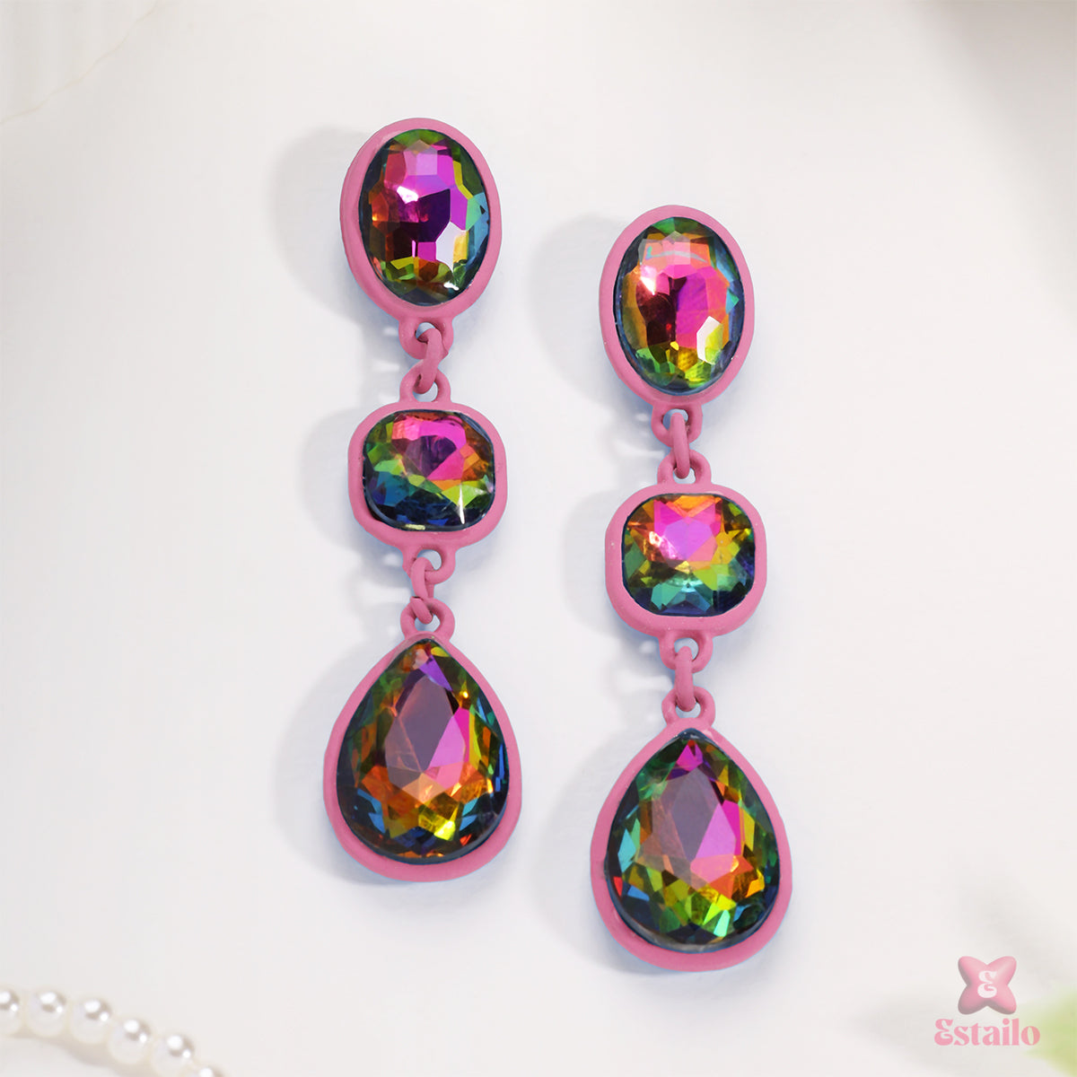 Gemstone Glam Drops Earring