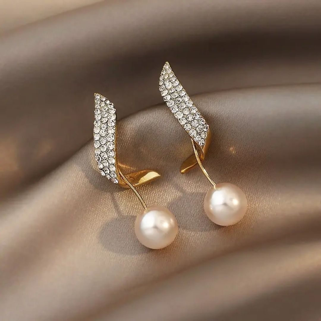 Perky Pearl long Chain Earrings