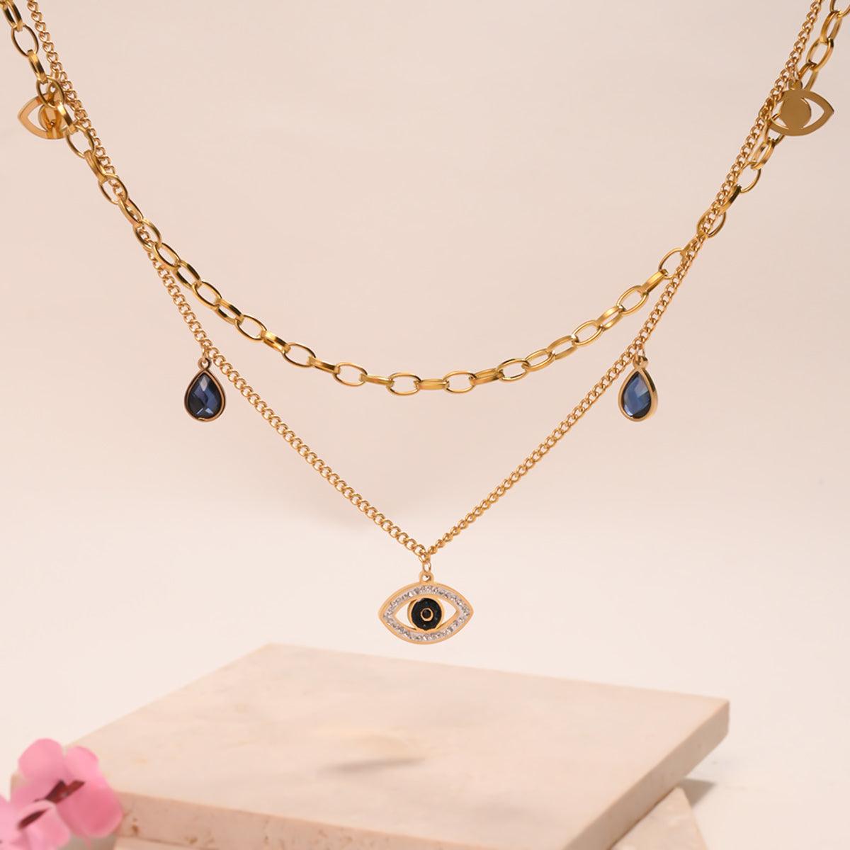 Evil Eye Hamsa Layered Necklace