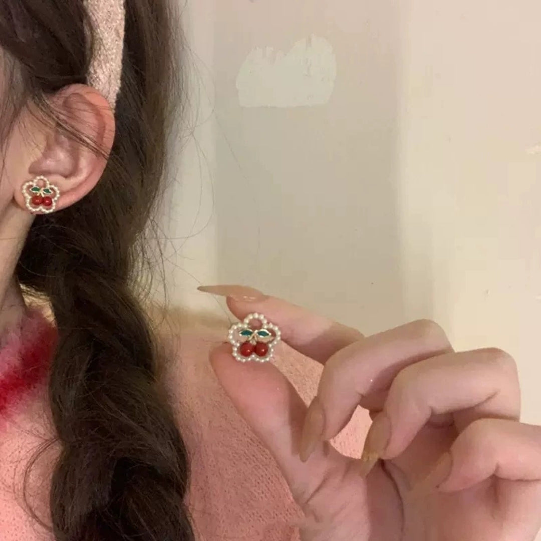 Cherry Blossom Pearl Studs Earrings