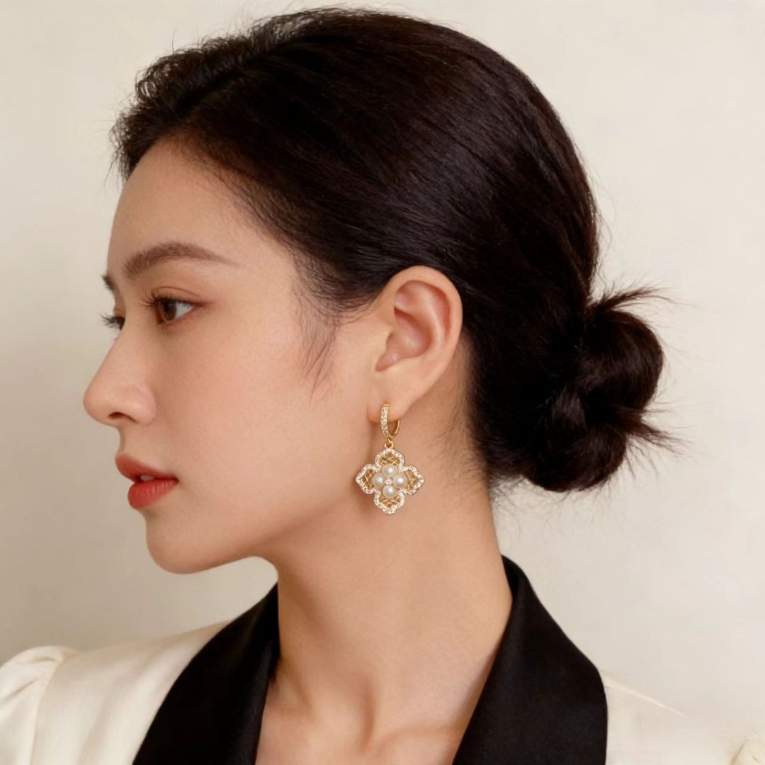 Gilded Nacre Hoops Earrings