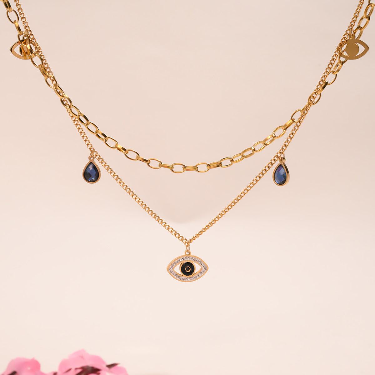 Evil Eye Hamsa Layered Necklace