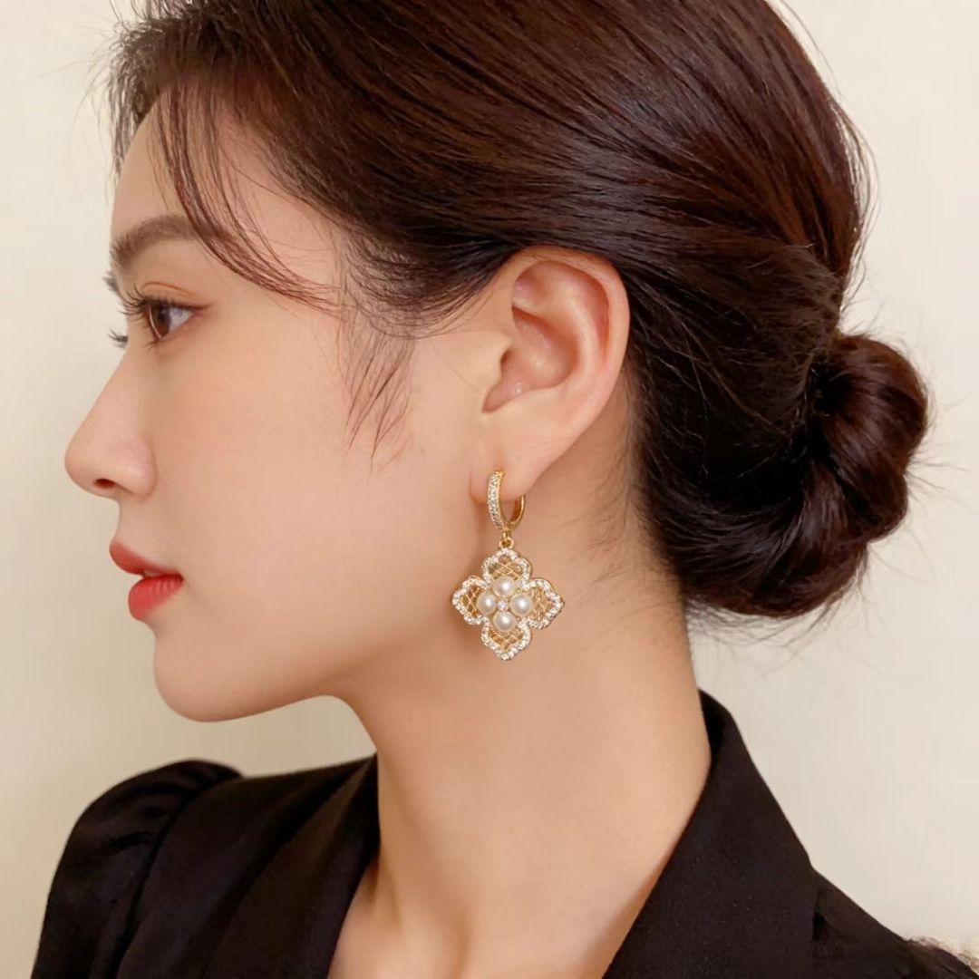 Gilded Nacre Hoops Earrings