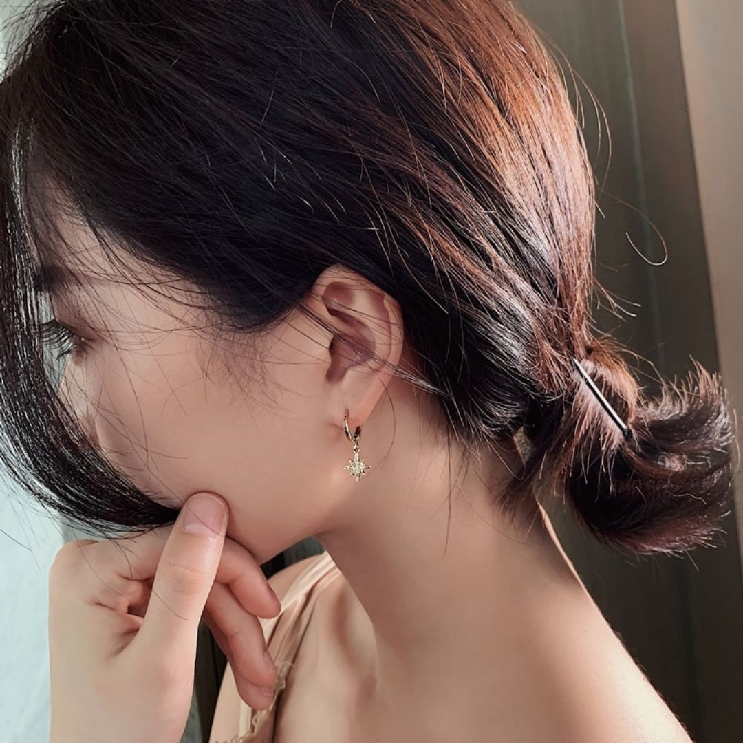 Regal Moon & Star Pavé Hoops Earrings