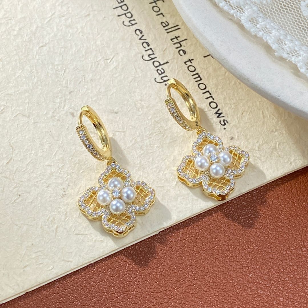 Gilded Nacre Hoops Earrings
