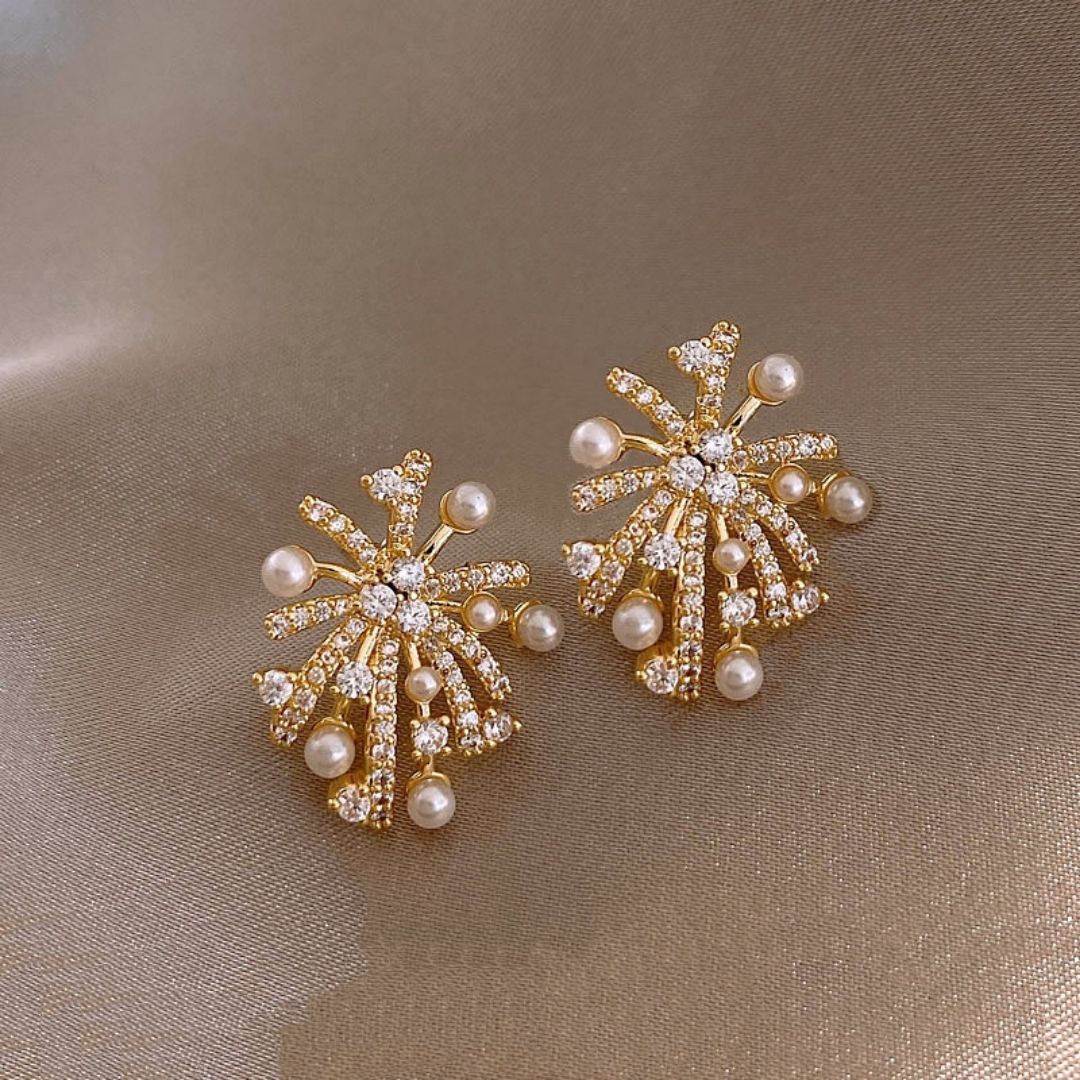 Golden Aster Blooms Earrings