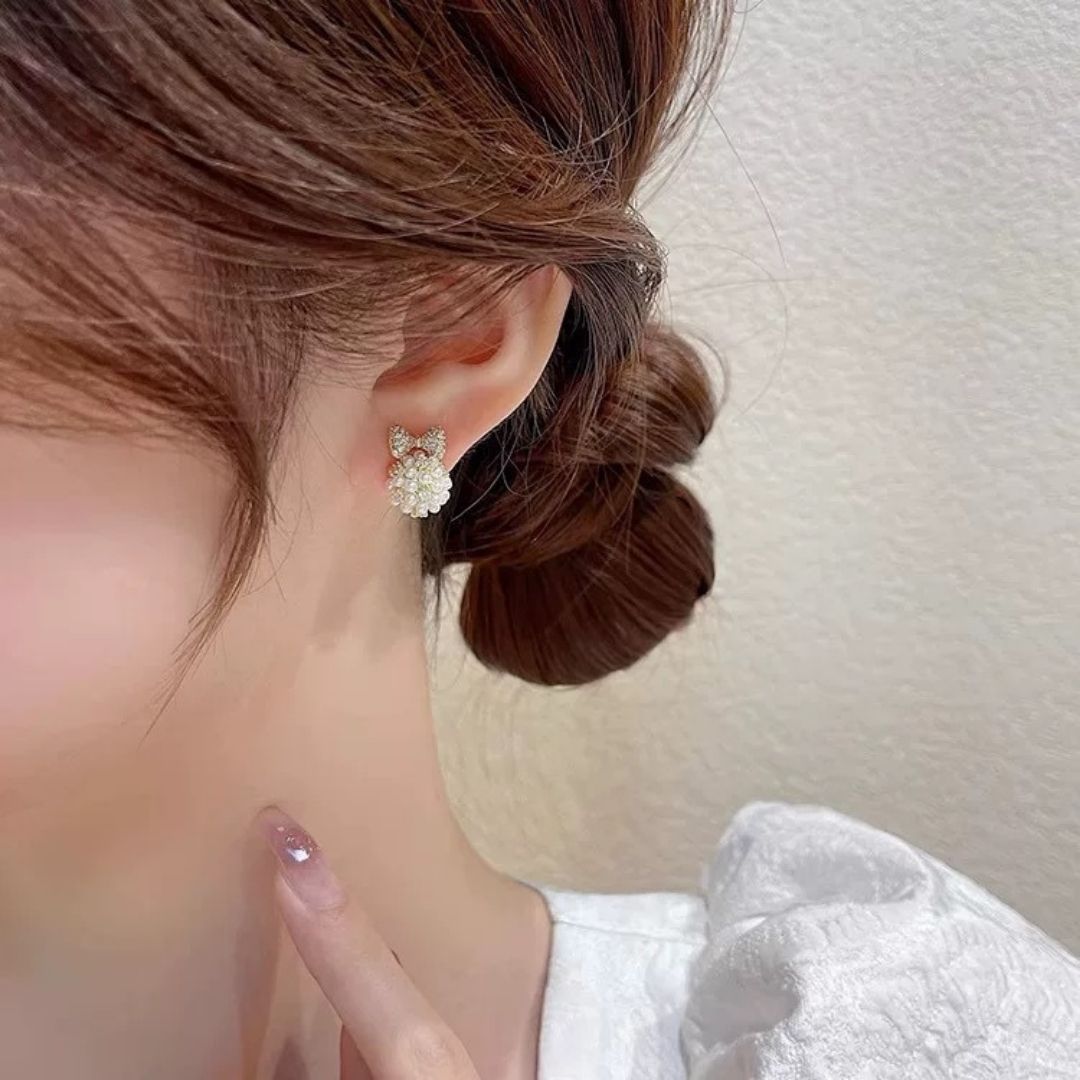 Petite Bow-Knot Pearls Earrings