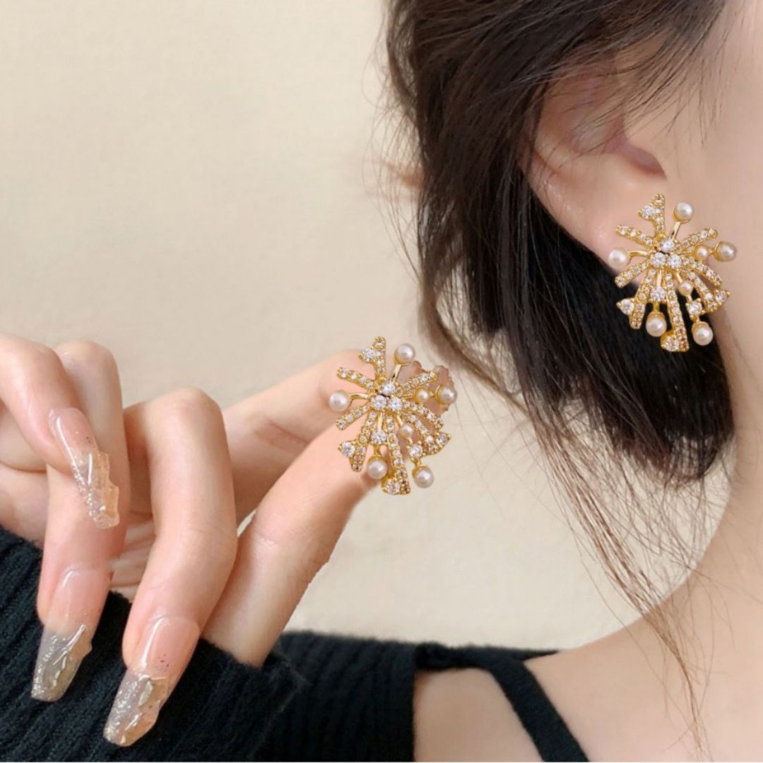 Golden Aster Blooms Earrings