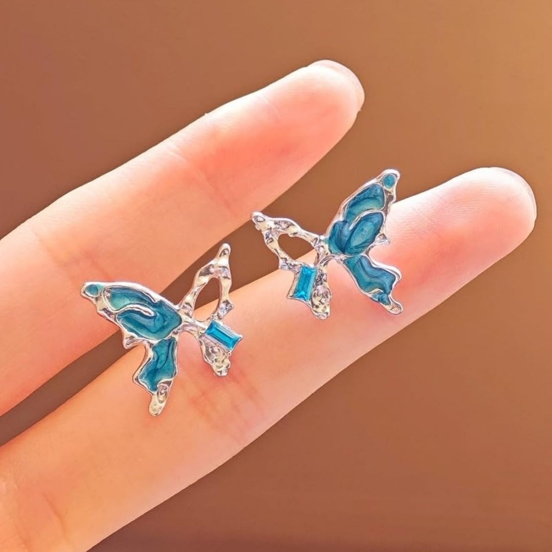 Teal Serenity Butterflies Earrings