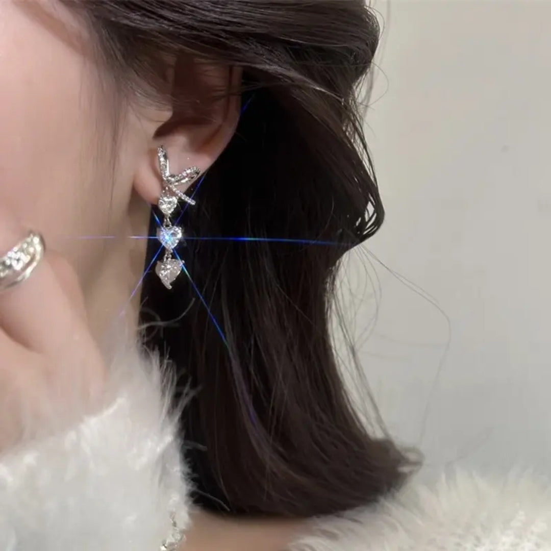 Ribbon Heart Dangles Earrings