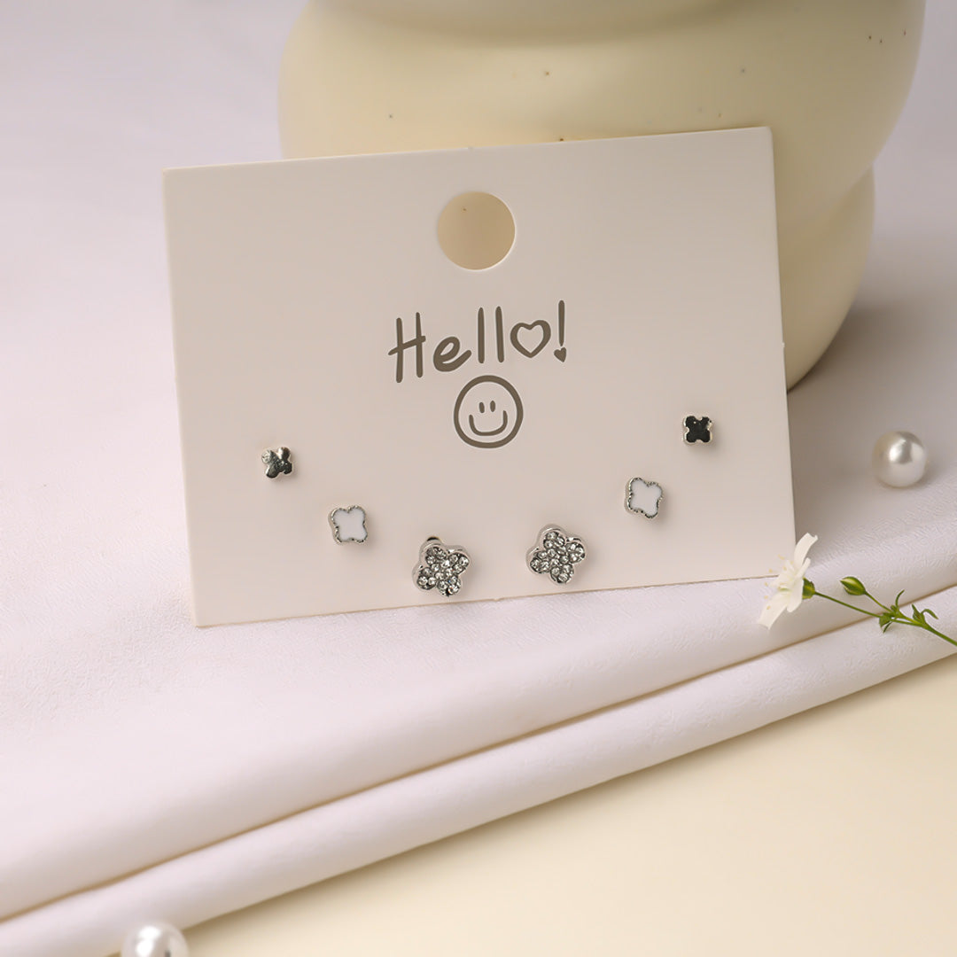 Silver Minimal Combo Earrings