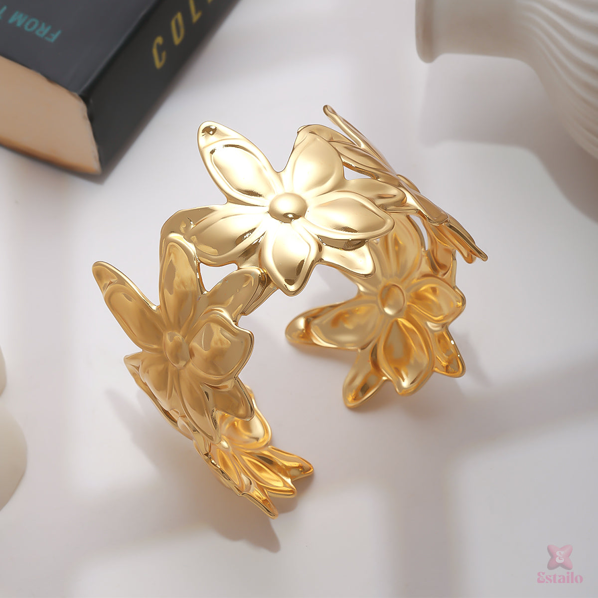 Floral Cascade Cuff Bracelet