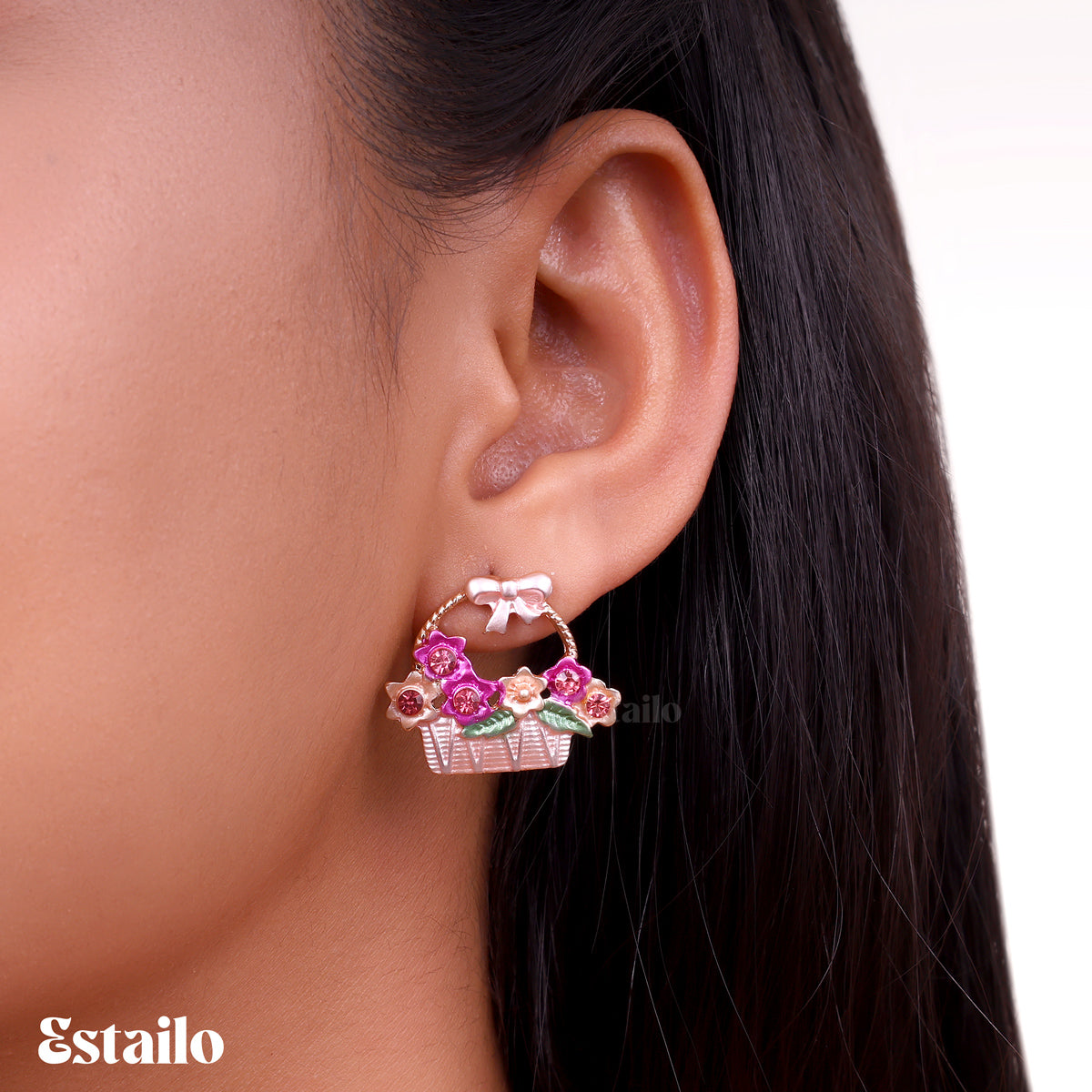 Bow Blossom Baskets Earring