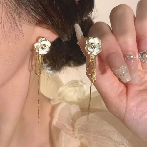 Camellia Chain Drops Earrings