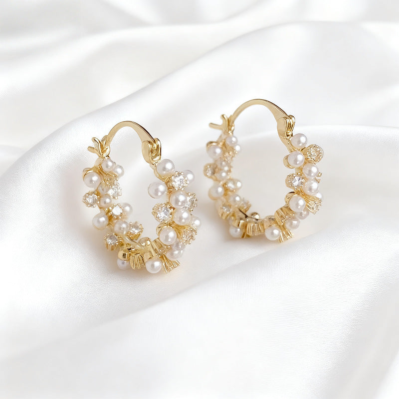 Celestial Pearl Hoops Earring