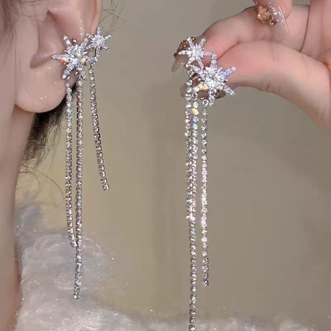 Crystal Snowflake Drops Earrings