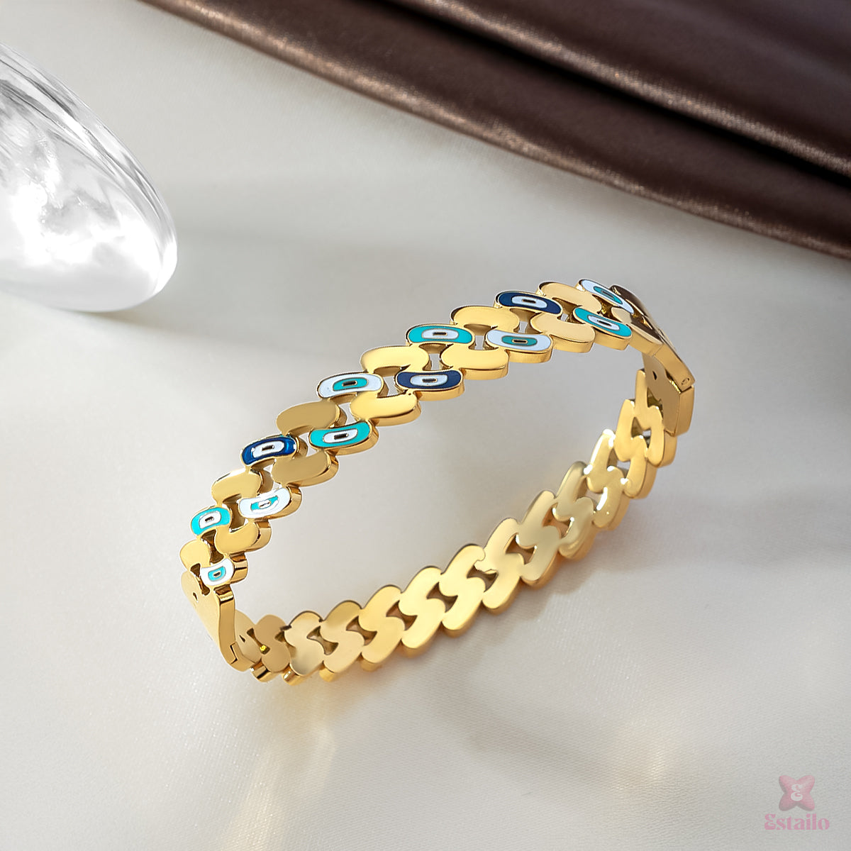 Evil Eye Enamel Cuff Bracelet
