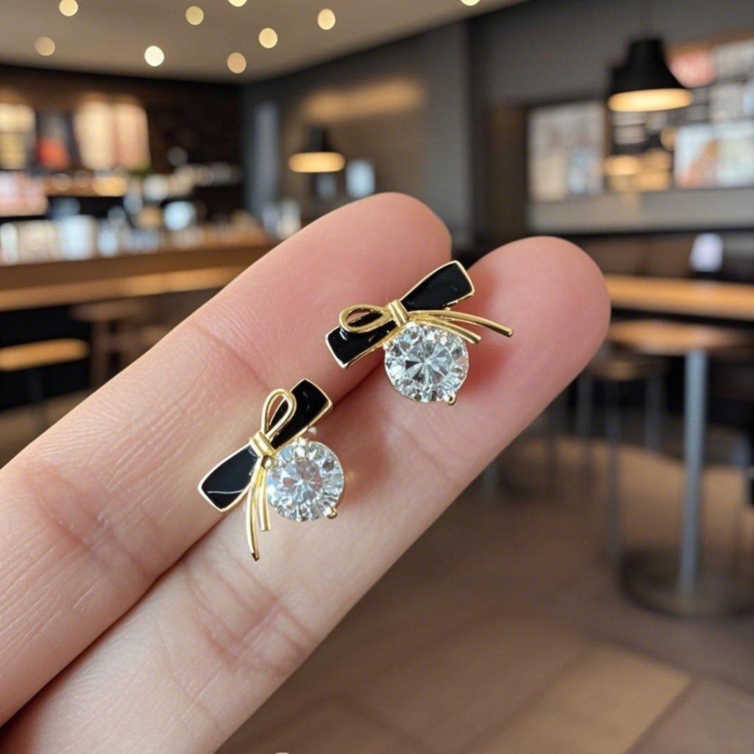 Midnight Sparkle Bow Earrings