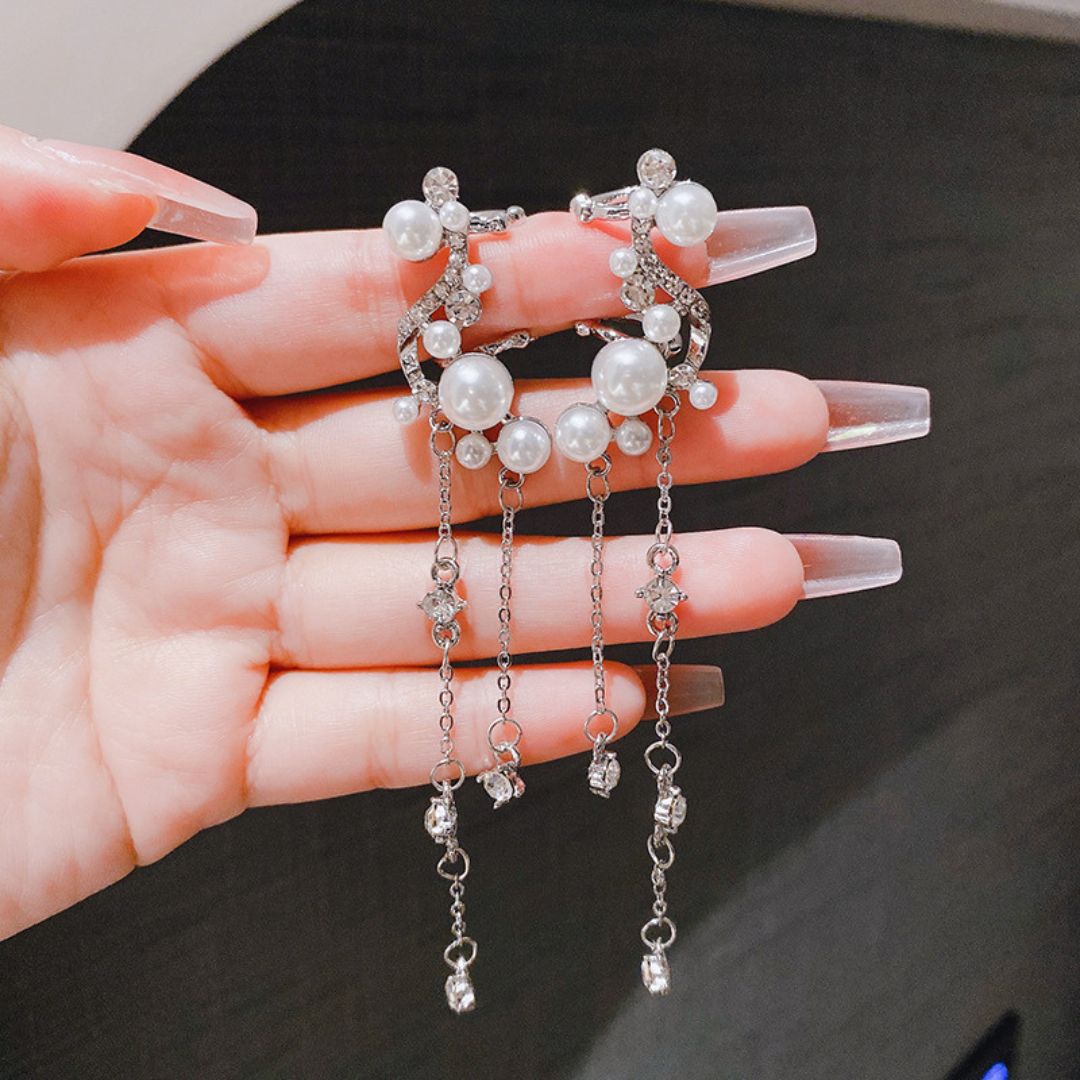 Starlight Pearl Drop Cuff Earrings