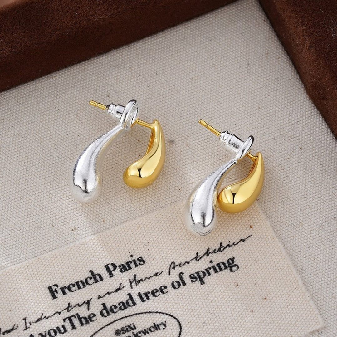 Sculpted Bi-Color Studs Earring