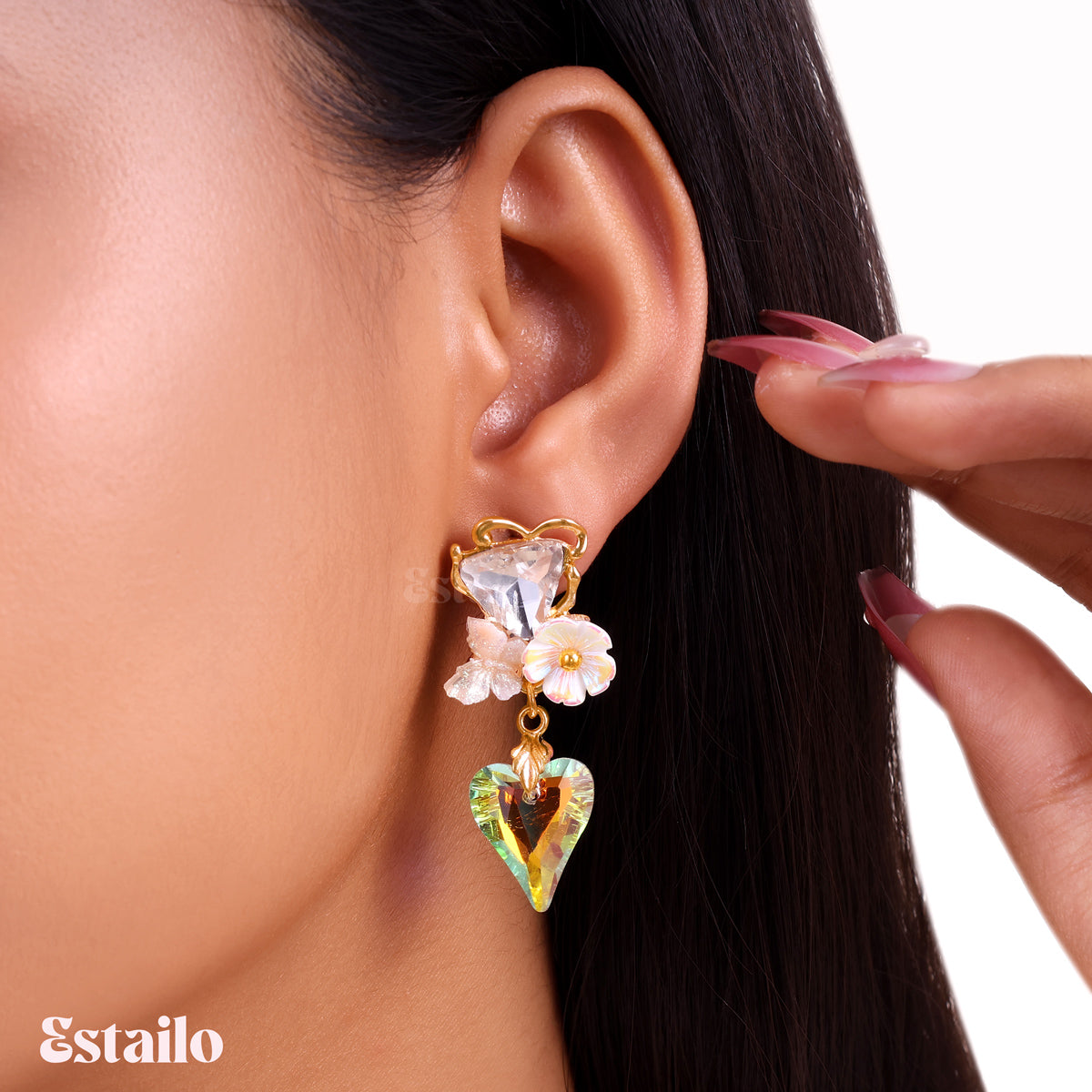 Iridescent Petal Prism Earring